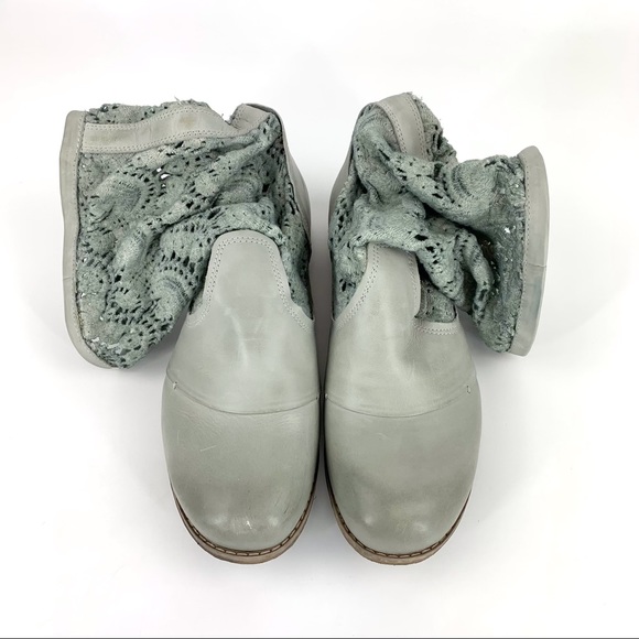 Bunker Footwear Grey Leather and Crochet Slouchy Boots, EU 41 - Picture 4 of 16